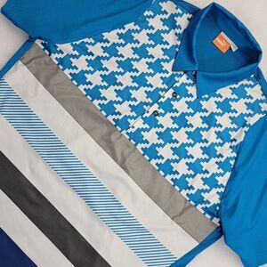 Puma Mens Performance Golf Polo Shirt L Geometric 4-Way Stretch Moisture Wicking